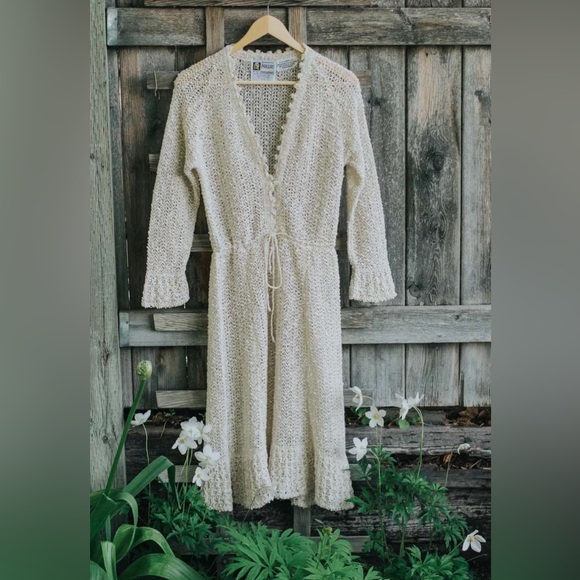 Vintage pure Irish linen beige knit dress, size S - Picture 3 of 5